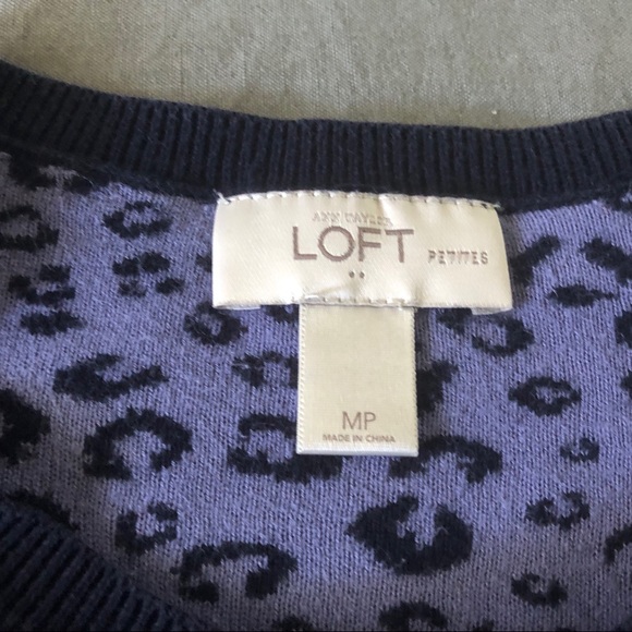 Loft Factory Cheetah Navy Blue/Lavender Sweater - Picture 3 of 5